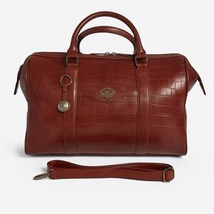 BUENO Burgundy Faux Croc Weekender Travel Bag Detachable Strap OS